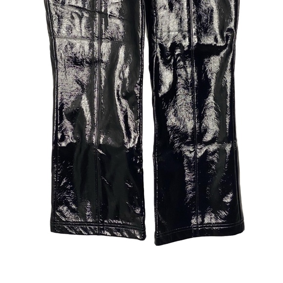 7 FOR MAN KIND The Matrix Black Shiny Faux Patent Leather Boot Cut Pants S NWT - Picture 10 of 16